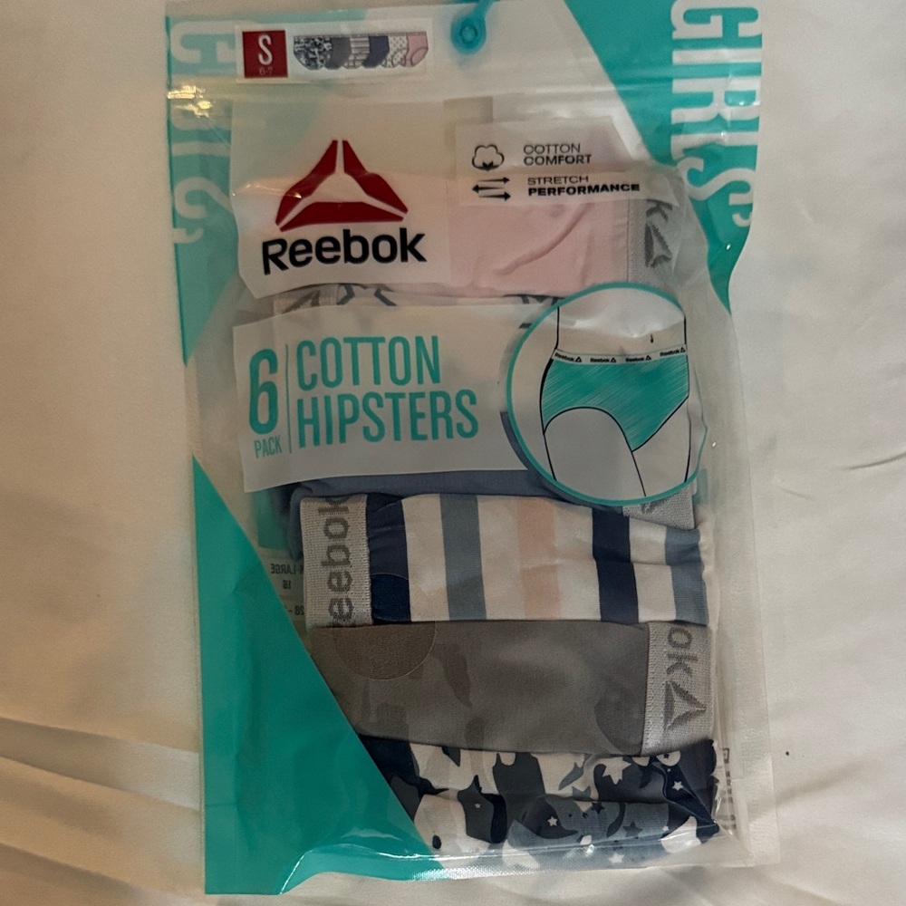 Reebok Cotton Hipsters 6-Pack - Blue, Gray, Pink